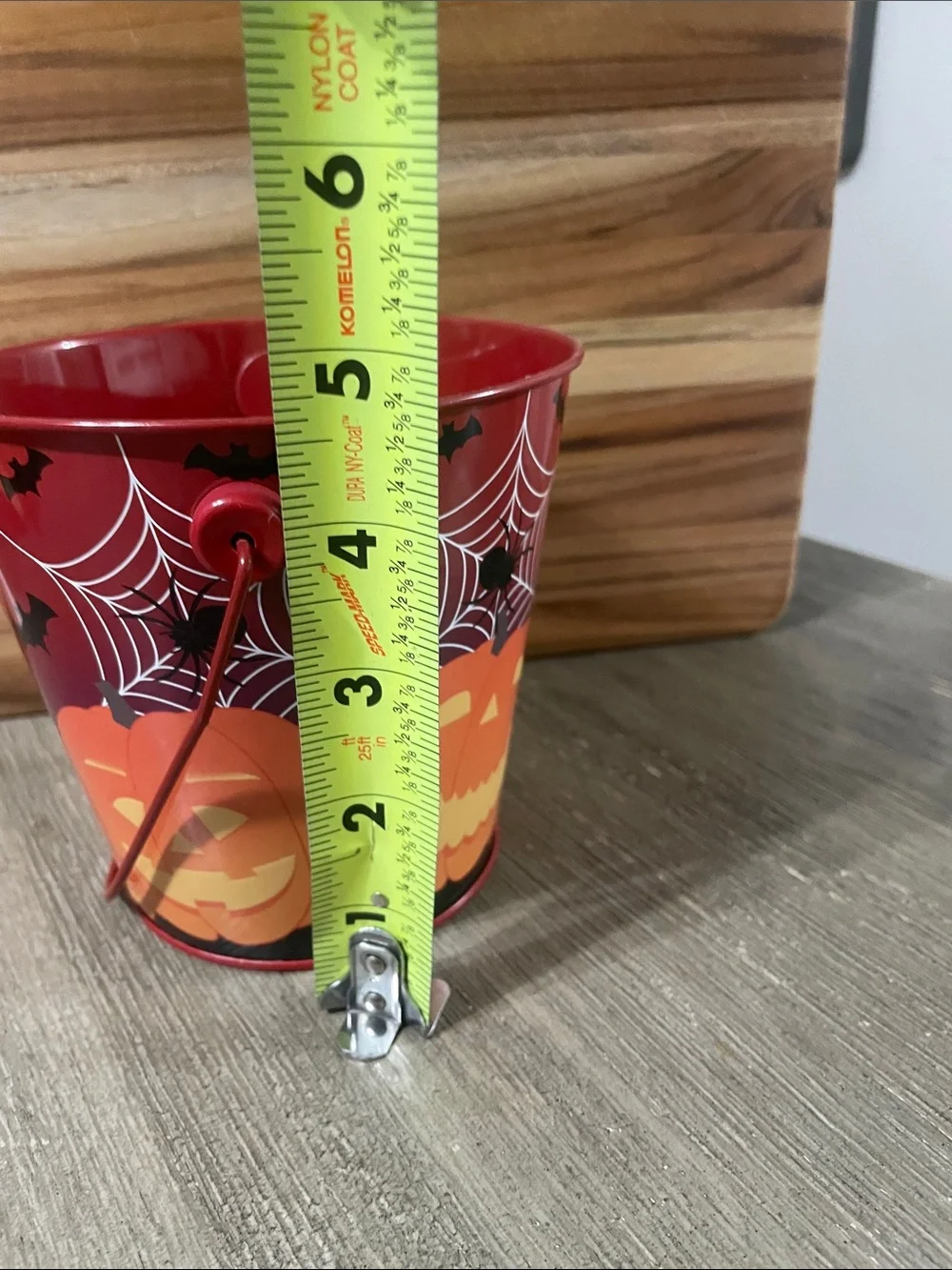 Halloween Pumpkin Treat Pail - Red Metal Party Favor Bucket
